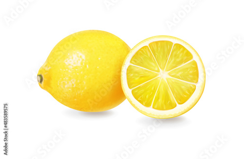 Lemon. Fresh citrus fruit 3d realistic vector icon illustration