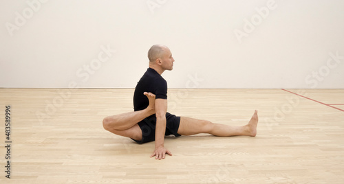 man in asana. man doing yoga