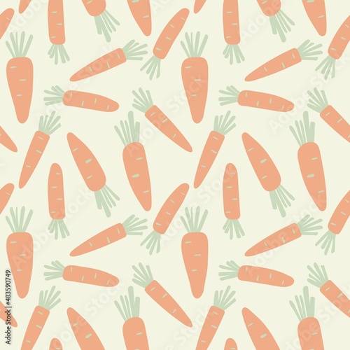 seamless endless pattern with carrots flat vector illustration