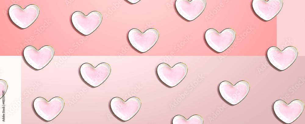 Appreciation theme with heart dishes - flat lay Appreciation theme with heart dishes - flat lay
