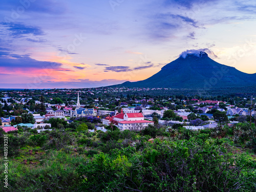 Beautiful small village town of Graaff-Reinet after sunset in the Eastern Cape South Africa photo