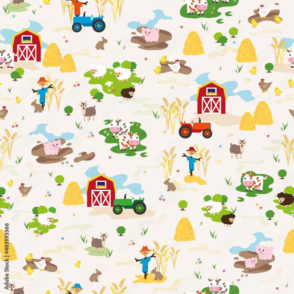 Cute Colorful Farm Animal life Cute Colorful Farm Animal life