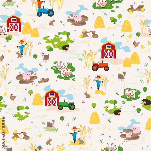 Cute Colorful Farm Animal life