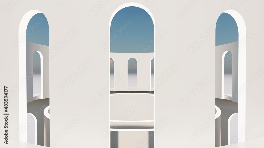 Architecture interior background empty arched pass 3d render Architecture interior background empty arched pass 3d render