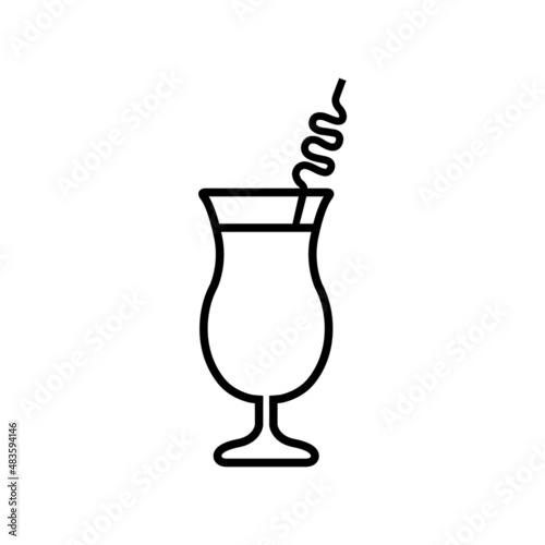 Cocktail line icon, vector outline logo isolated on white background