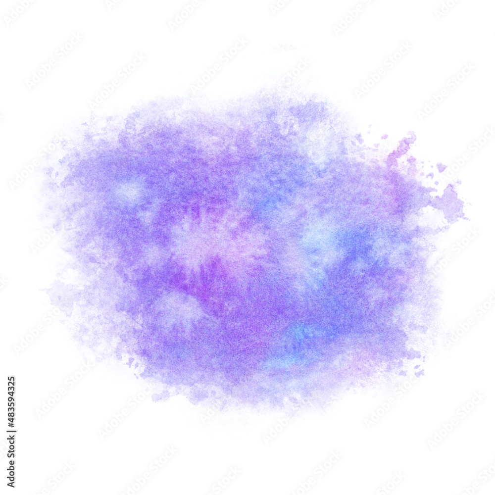 Violet watercolor splash. purple texture .Isolated on a white background.