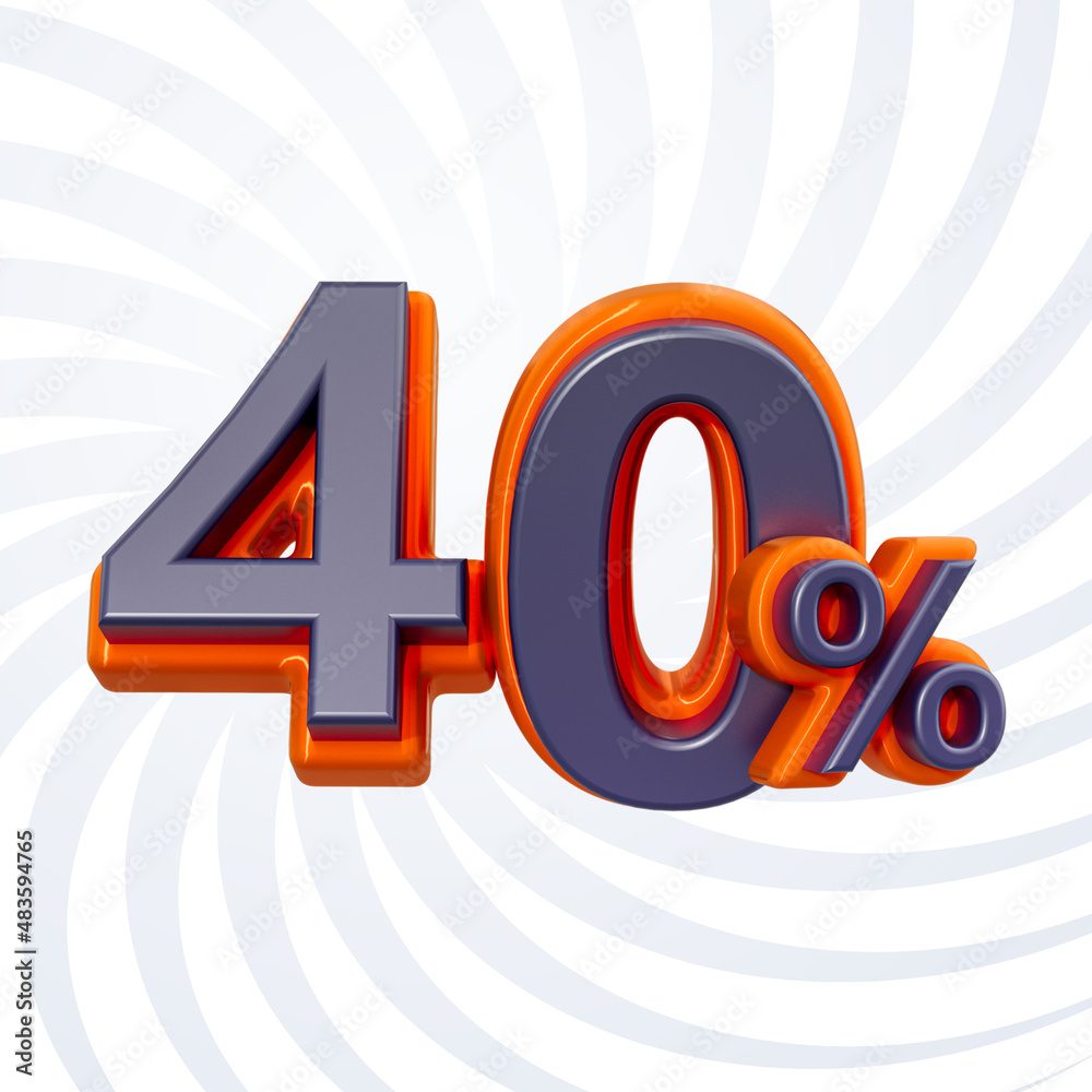 Fototapeta premium 40 percent discount for online shop sale banner realistic number 3d render concept
