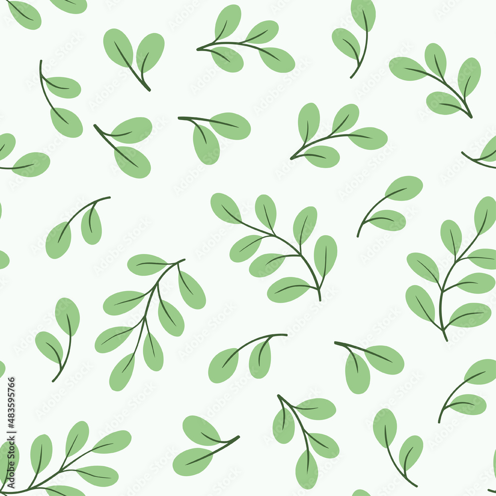 Vector seamless pattern with green leaves. Floral organic background. Vector seamless pattern with green leaves. Floral organic background.