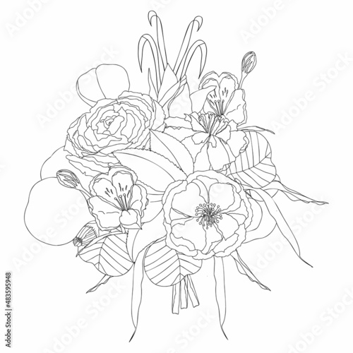 Fototapeta Naklejka Na Ścianę i Meble -  hand drawn sketch of flower