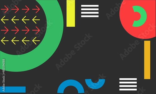 Graphic Design Background Geometric rectangle memphis style cover. cool light color. Abstract shapes composition Vector,