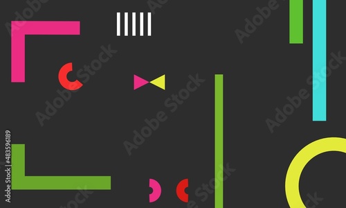 Graphic Design Background Geometric rectangle memphis style cover. cool light color. Abstract shapes composition Vector,