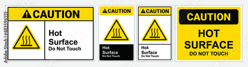 Caution Hot Surface. Vector sign Yellow triangle symbol. © Mouby Studio