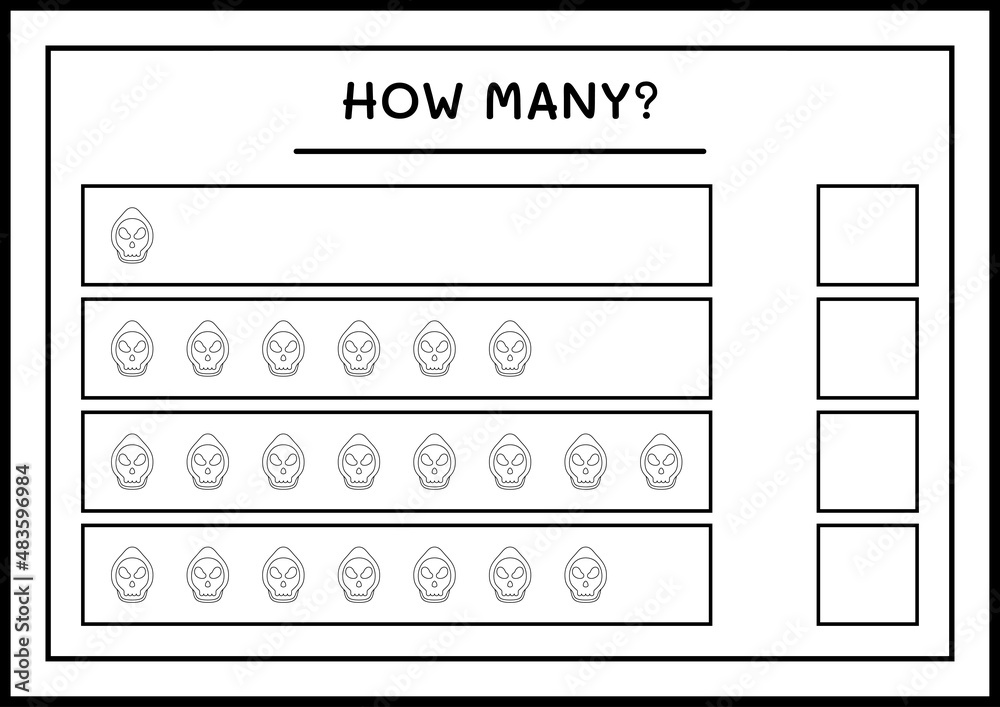 How many Ghost, game for children. Vector illustration, printable worksheet How many Ghost, game for children. Vector illustration, printable worksheet