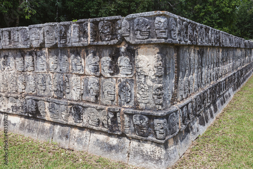 Tzompantli, the wall of skulls, Chichen Itza, Mexico photo