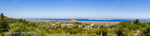 Panorama von der griechischen Insel Kos über die Küste zum türkischen Festland bei Bodrum