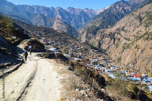 Houses of the village Gatlang in Nepal. Tamang Heritage Trail and Langtang trek day 1 from Syabrubesi to Gatlang
 photo