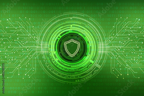 2d illustration Protection concept: pixelated Shield icon on digital background, Security background
