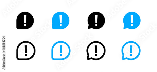 Exclamation icon set on white background. Vector EPS 10