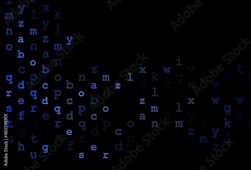 Dark blue vector template with isolated letters.