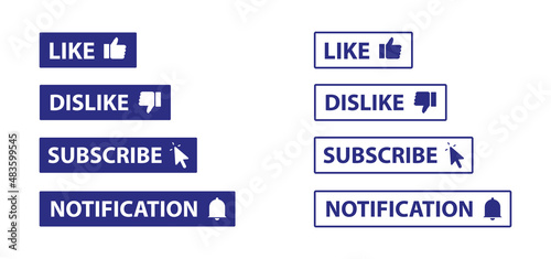 Like Icons, Dislike Icon, Subscribe Icons, Notification Icons Blue