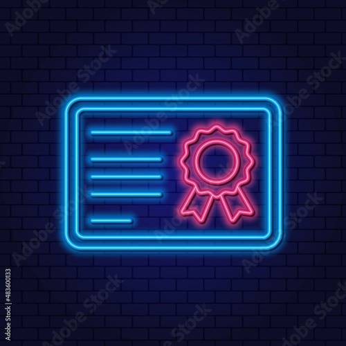 Neon framed certificate element