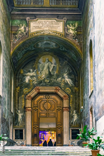Chiostro di San Gregorio Armeno. Entrance of the cloister of Armenian sanctuary in Naples, Italy