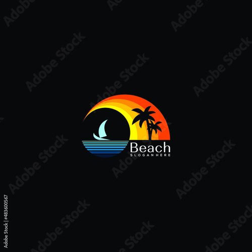 Beach concept logo vector template