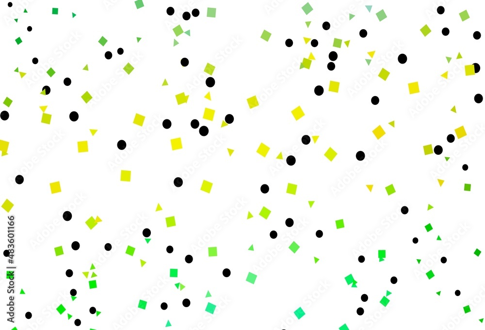 Light Green, Yellow vector background with triangles, circles, cubes. Light Green, Yellow vector background with triangles, circles, cubes.