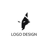 wolf face logo design template