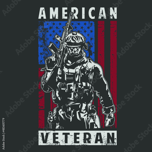 american veteran army illustration vector