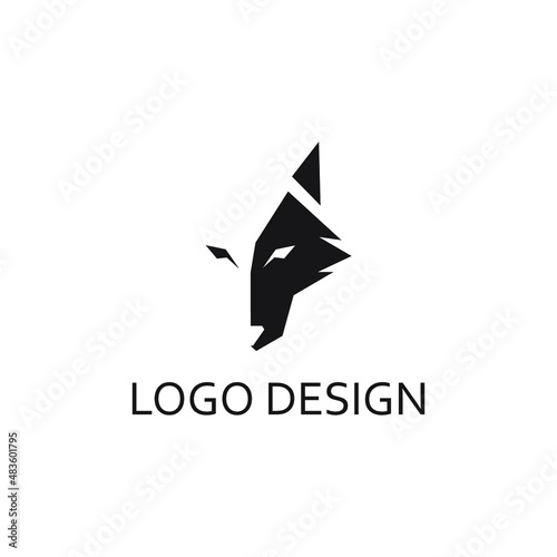 wolf face logo design template
