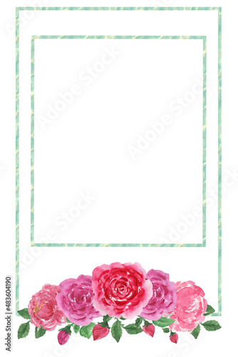 Frames with watercolor bouquets of flowers ,peonies,poppies, for Valentine's Day greeting cards ,invitations,for design works. © SavirinaArt