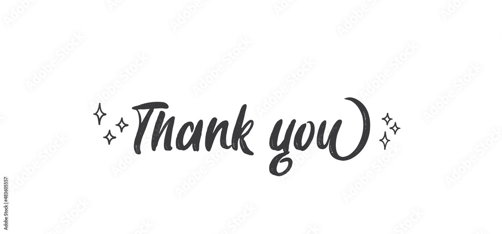 Thank you lettering. Thanks message calligraphy in modern hand drawn style font.