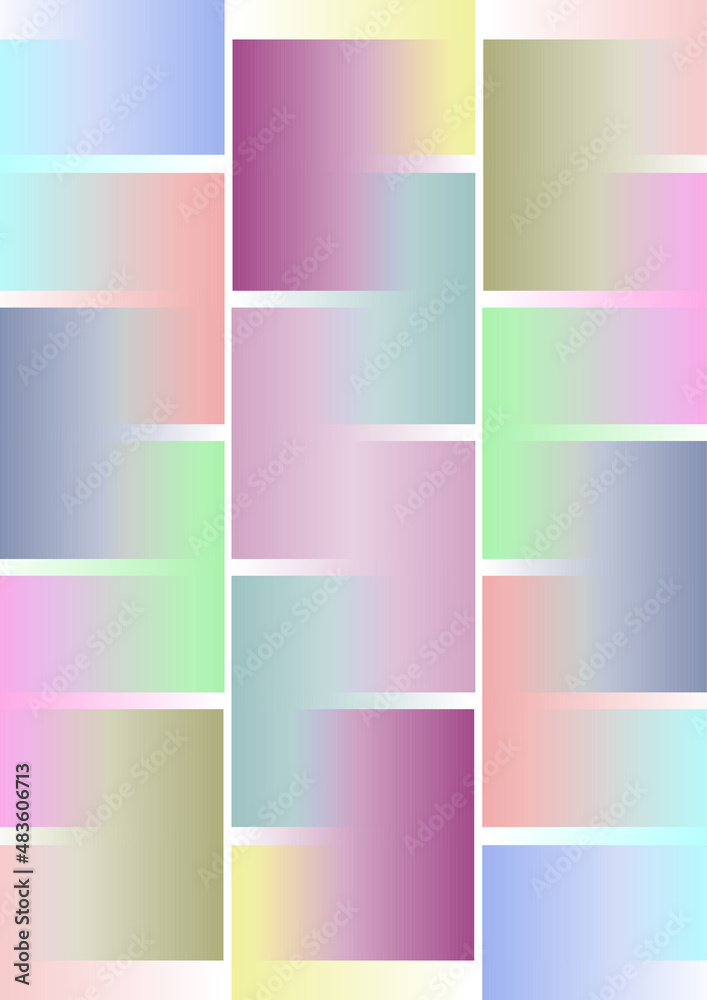 Bright background of multiple rectangles with different colored gradients.3d