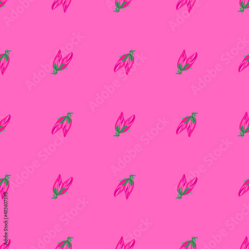 Buds flower seamless pattern. Decorative floral background.