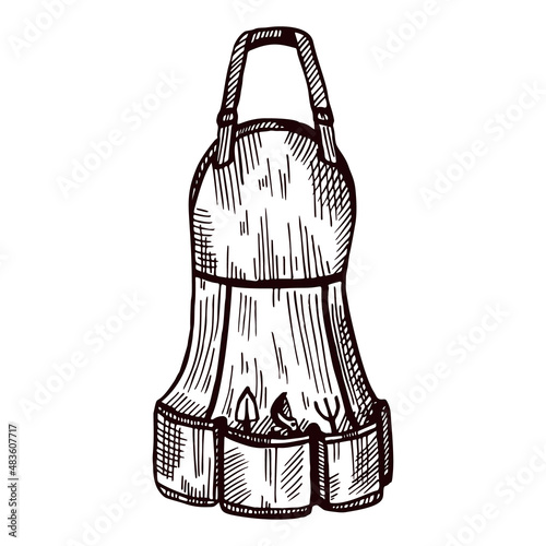 black and white gardening apron sketch clip art preview