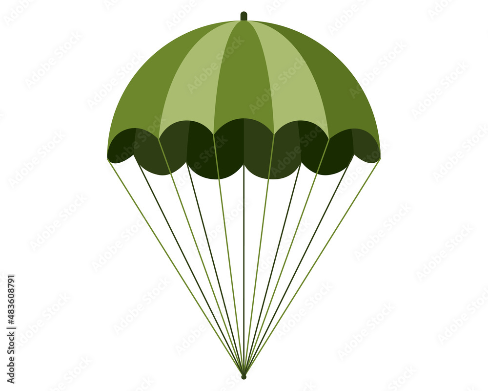 Military green khaki parachute for airborne forces soldier.