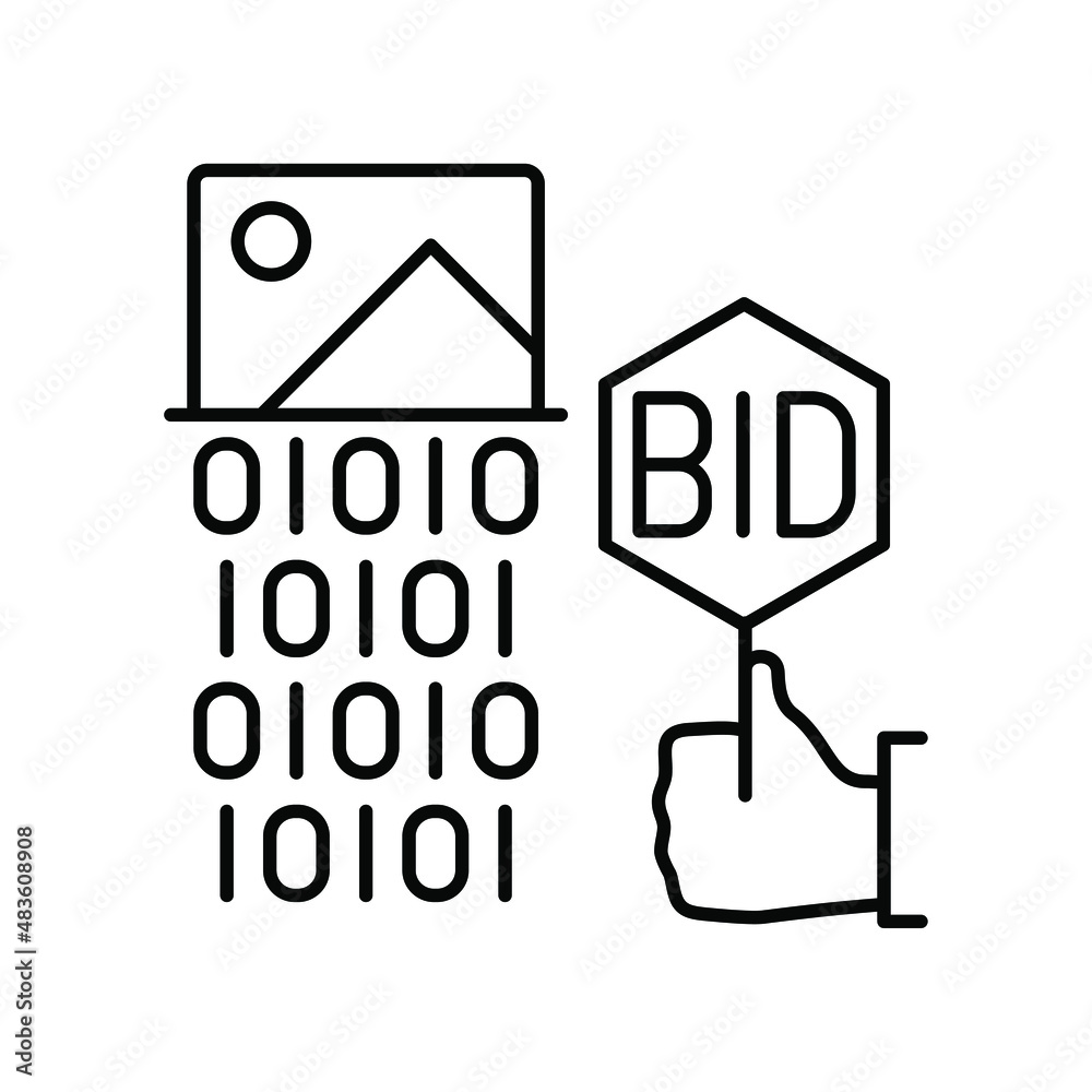 token lot, digital auction. Line icon for web design token lot, digital auction. Line icon for web design