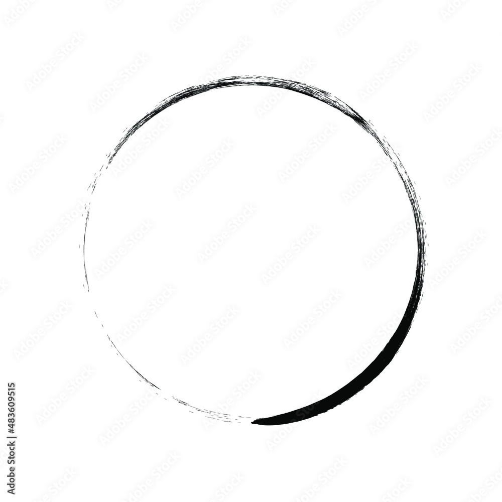 Grunge circle brush stroke. Black round frame. Element for design. Vector illustration isolated on white background. EPS 10 Grunge circle brush stroke. Black round frame. Element for design. Vector illustration isolated on white background. EPS 10