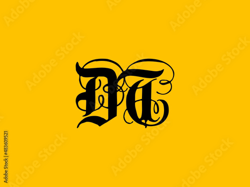 Calligraphy DT letter design logo, monogram DT logotype icon and classic style