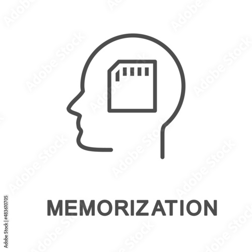 Icon – memorization. Memorization is the process of imprinting and subsequent storage of perceived information. The thin contour lines.