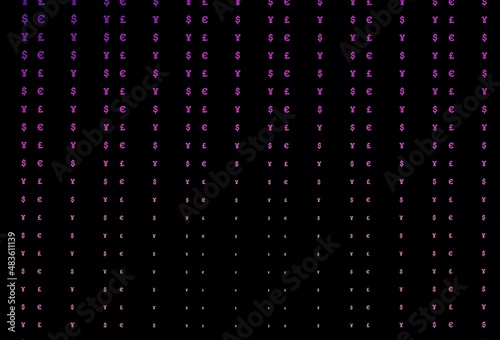 Dark pink vector cover with EUR  USD  GBP  JPY.
