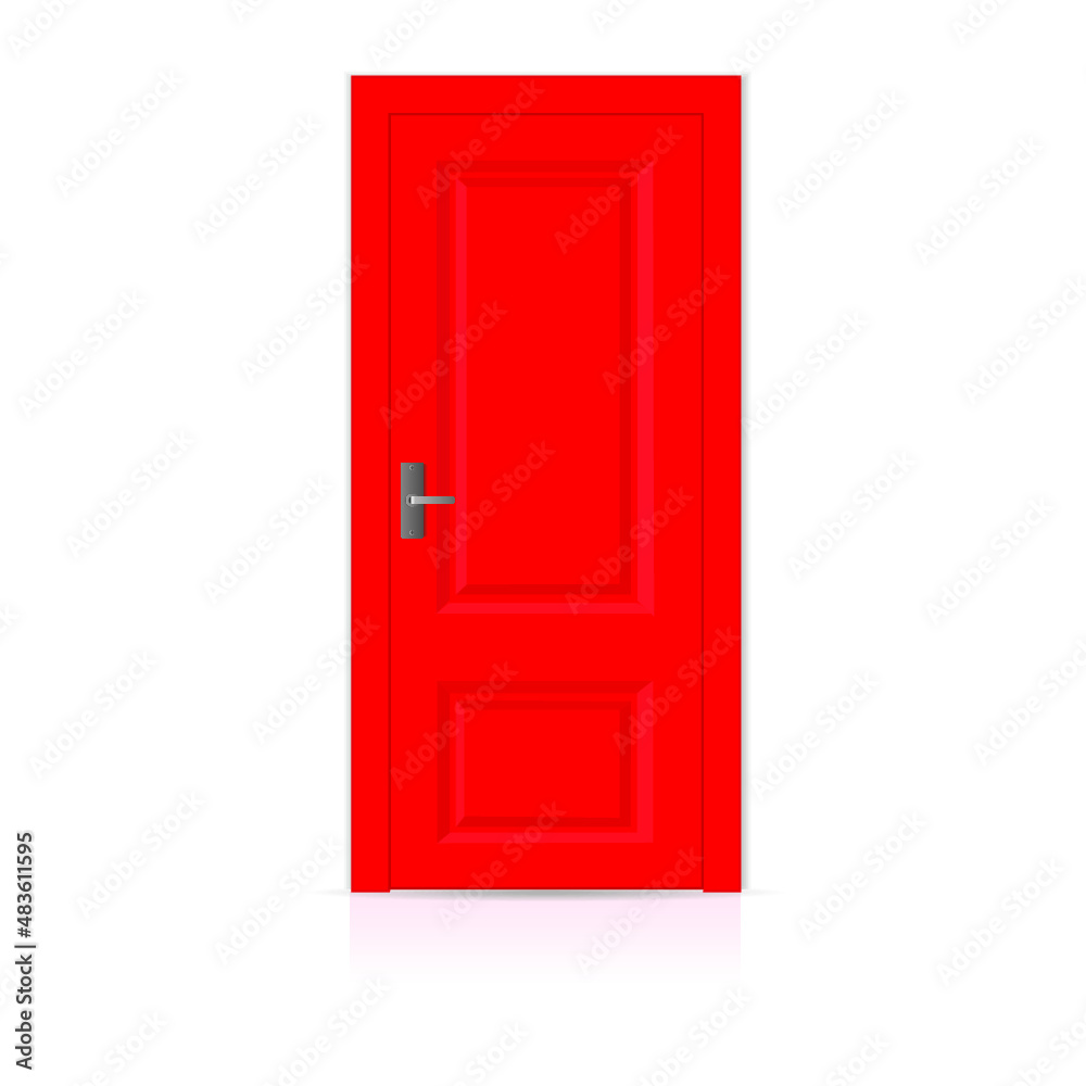 Red wooden door isolated on a white background Red wooden door isolated on a white background