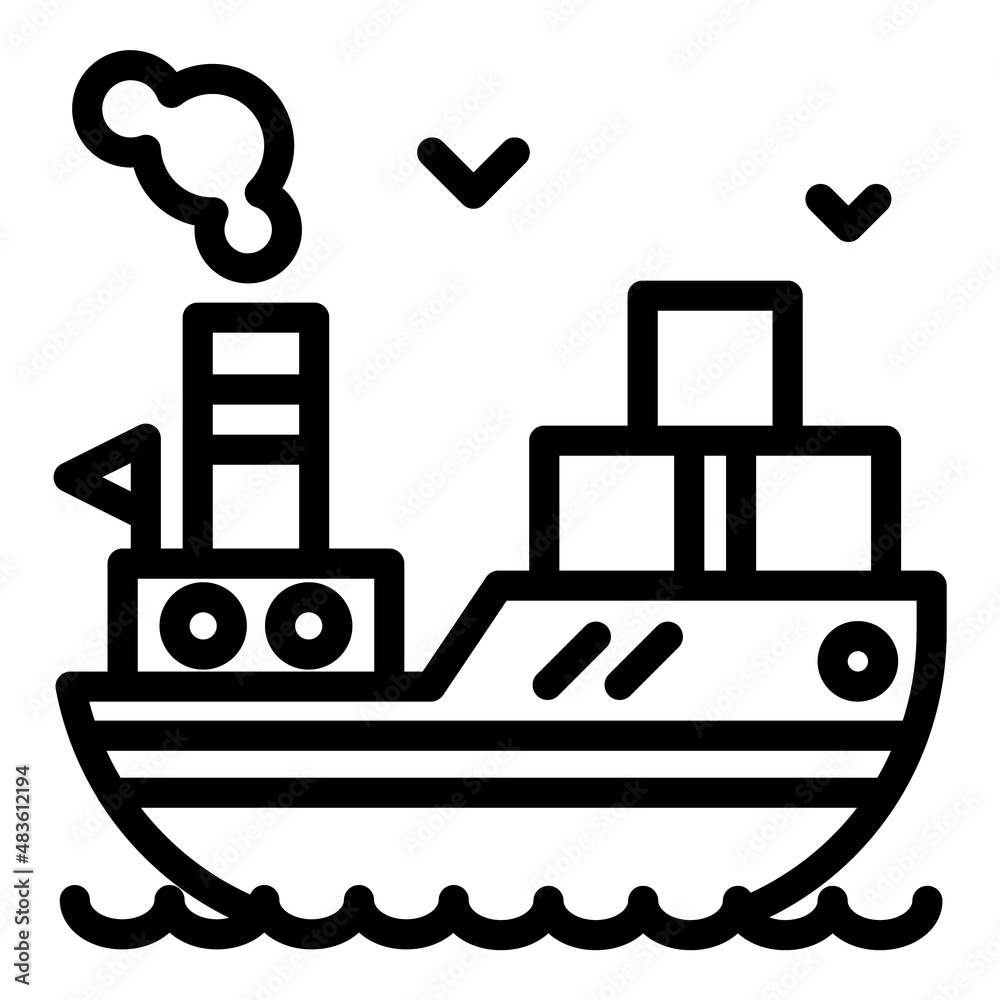 Shipping By Sea Flat Icon Isolated On White Background Shipping By Sea Flat Icon Isolated On White Background