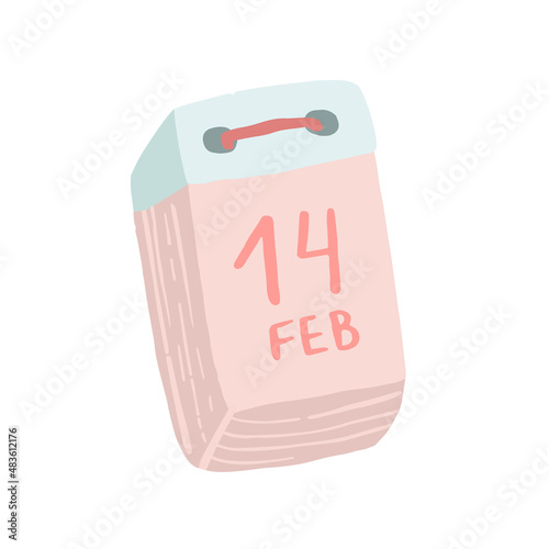 Cute st valentines illustration with date 14 february on calendar