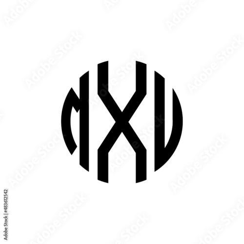 MXV letter logo design. MXV modern letter logo with black background. MXV creative  letter logo. simple and modern letter MXV logo template, MXV circle letter logo design with circle shape. MXV   photo