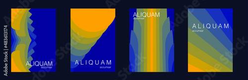 Fluid Minimal Cover. Vintage Design Set of Vector Backgrounds for Business Flyers. 1990 Paper Gradient Backdrop. Luxury Abstract Brochure. Liquid Texture for Foil Label. Fortuna Yellow