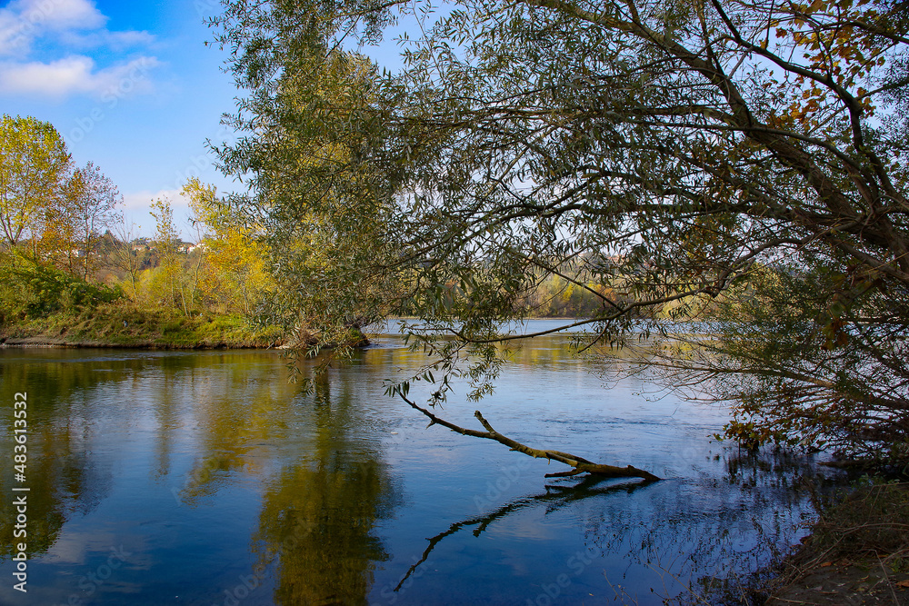 Fototapeta premium Les berges du Rhône au nord de Lyon