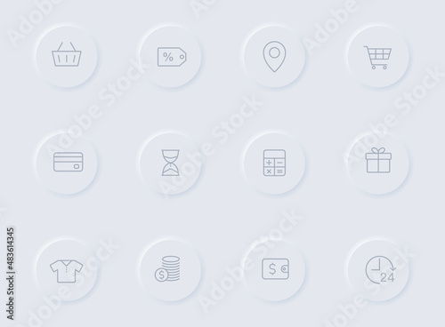 black friday gray vector icons on round rubber buttons. black friday icon set for web, mobile apps, ui design and promo business polygraphy
