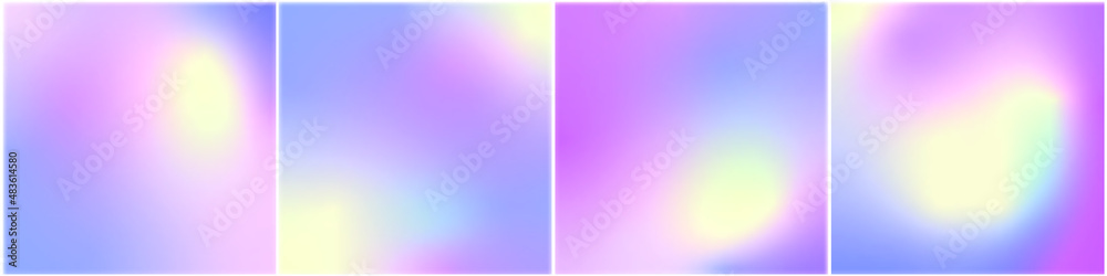 Set of vector, gentle, pastel, trendy gradients. 2022, 2023 collection of modern colors. Palette for decoration and design. Isolated templates. Stretching color. Violet, beige, pink, lilac, purple